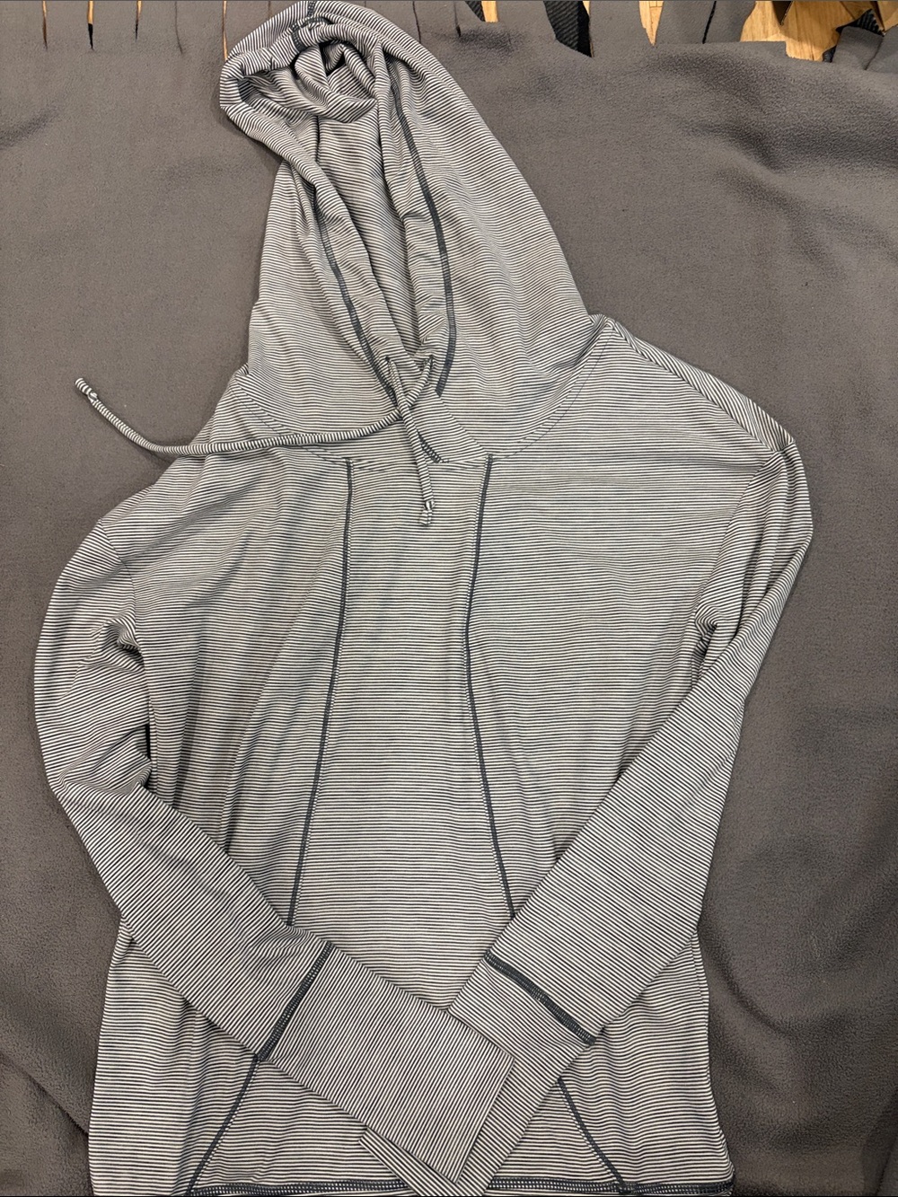 Women’s Lightweight Hooded Sweater - Gray Stripe